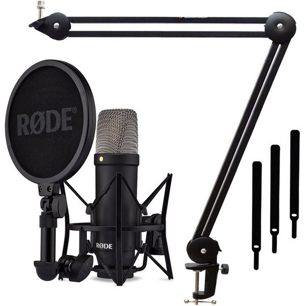 RØDE Mikrofon Rode NT1 Signature Black Mikrofon mit Gelenkarm (mit Gelenkarm-Stativ)