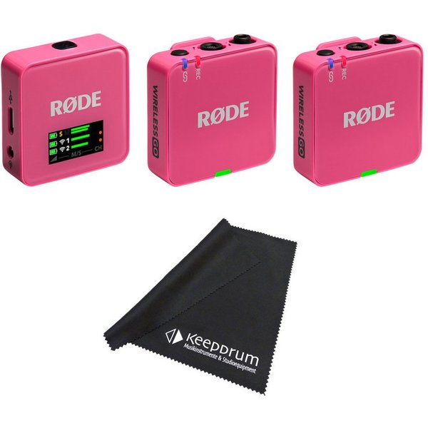 RØDE Rode Mikrofon-Funksystem Wireless GO Gen 3 Pink mit Tuch Digitales Aufnahmegerät (Vorteils-Set mit Mikrofasertuch)