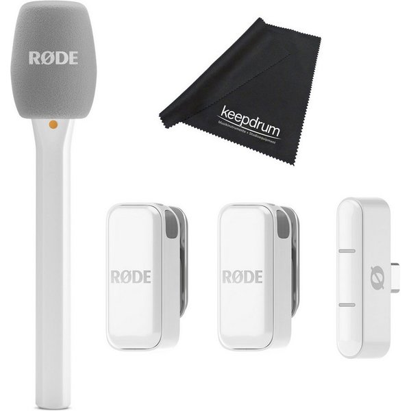 RØDE Rode Mikrofon-Funksystem Wireless Micro USB-C Interview Set Weiss Digitales Aufnahmegerät (Vorteils-Set mit Handadapter)