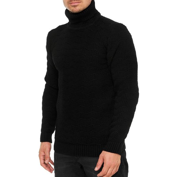 R-NEAL Rollkragenpullover Schwerer Grobstrick Rollkragen-Pullover Freizeit Pullover