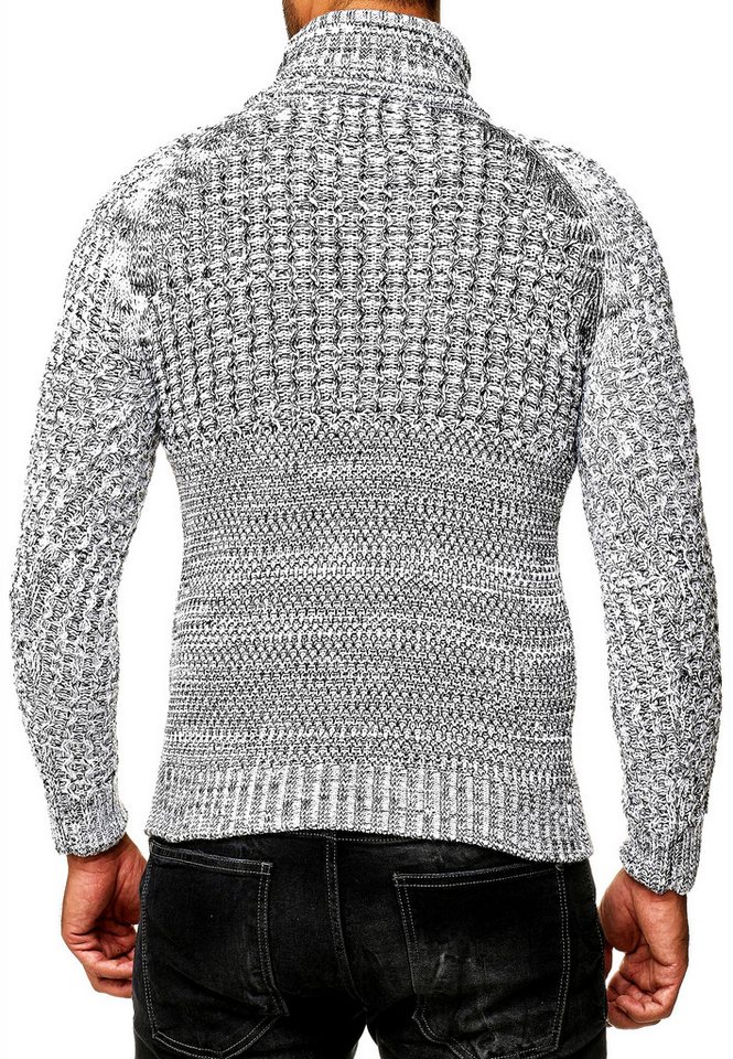 R-NEAL Rollkragenpullover Schwerer Rollkragen Winter Pullover mit Seitlicher Knopfleiste Rolli – Bild 2 von 3