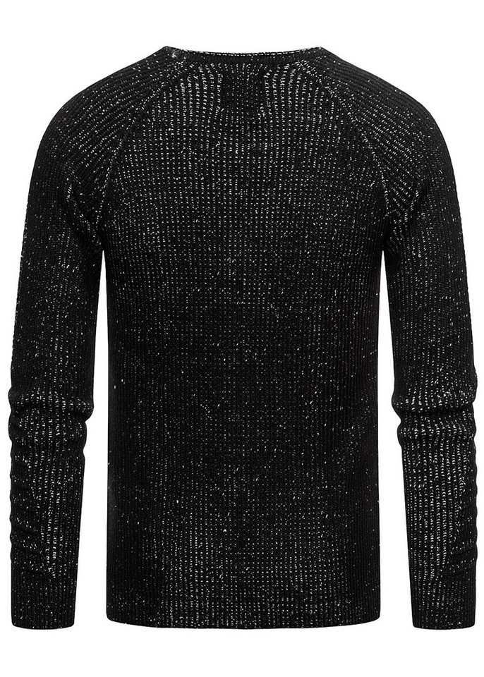 R-NEAL V-Ausschnitt-Pullover V-Neck Ripped Grobstrick Pullover Slim Fit Strick Pullover – Bild 2 von 3