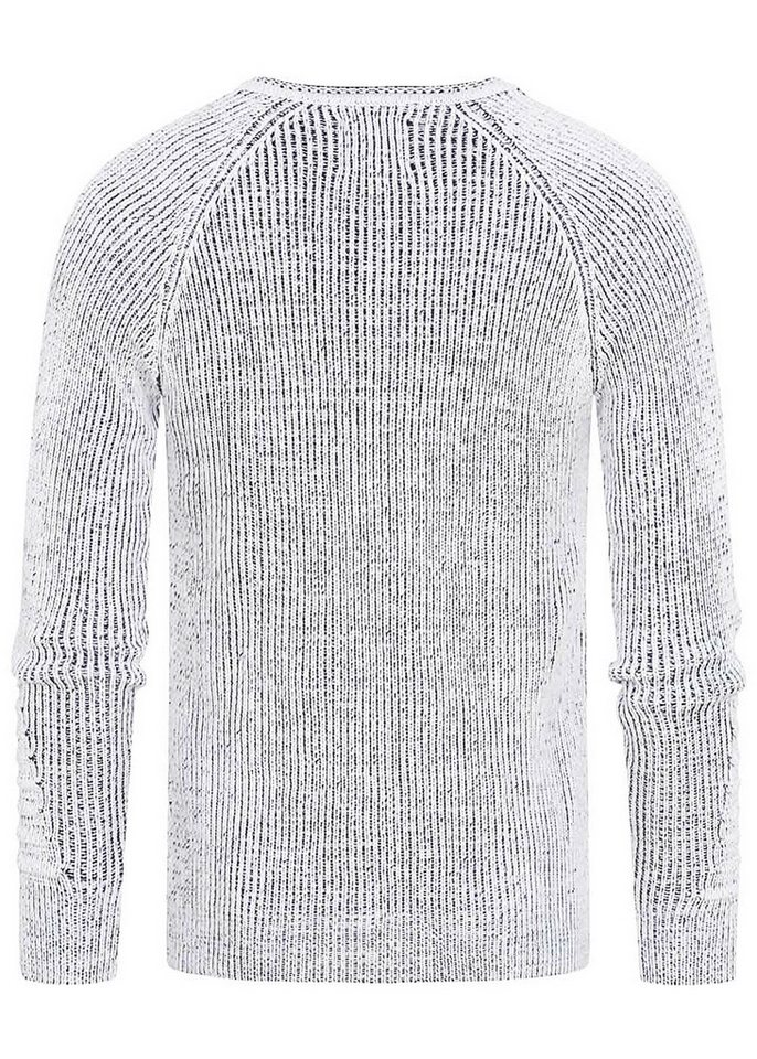 R-NEAL V-Ausschnitt-Pullover V-Neck Ripped Grobstrick Pullover Slim Fit Strick Pullover – Bild 2 von 3