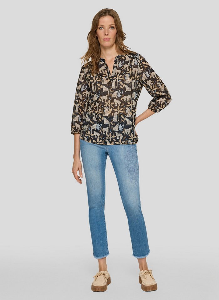 Rabe Druckbluse mit floralem Muster und Splitneck – Bild 5 von 5