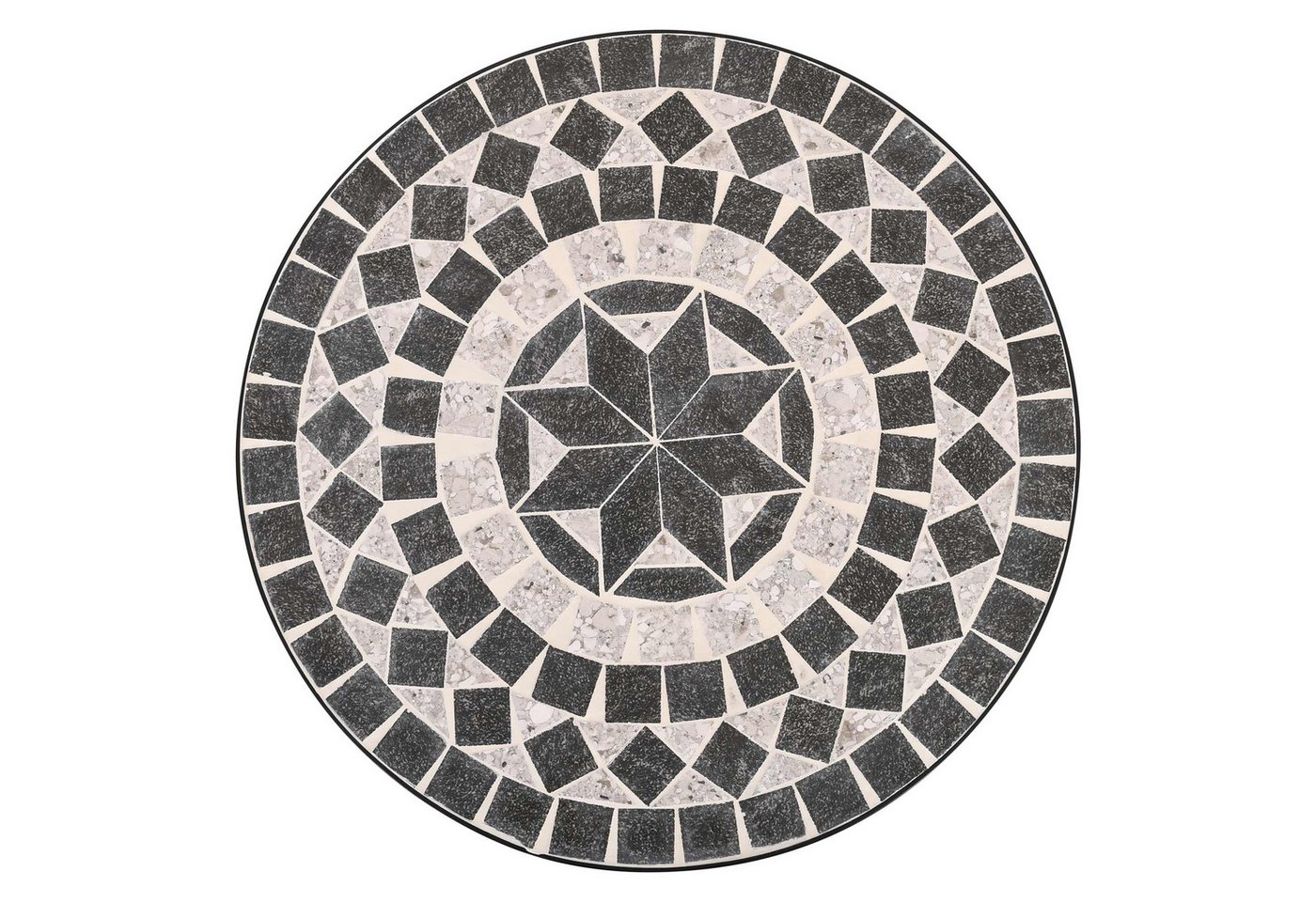 Raburg Gartentisch Mosaiktisch, Balkon- und Terrassentisch, 60 cm Ø, 72 cm hoch, Mayla (rund), liebevolle Handarbeit, Mosaikmuster, schwarzes Metallgestell – Bild 2 von 5