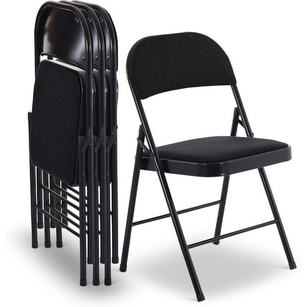Raburg Klappstuhl Gästestuhl, Stoffbezug, praktischer & kompakter Konferenz-Stuhl, Elias (4er-Set), stabiler Metallrahmen in Schwarz