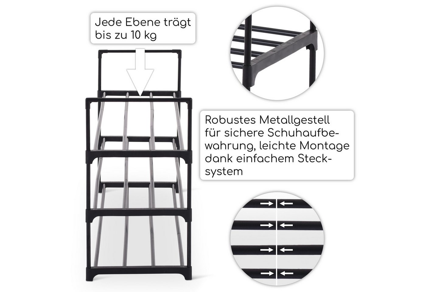 Raburg Schuhregal Schuhständer, Metall, praktischer Schuh-Organizer, Schwarz, Easy-Shoe, platzsparende Schuhaufbewahrung, für Flur, Wohnzimmer, Schlafzimmer – Bild 4 von 5
