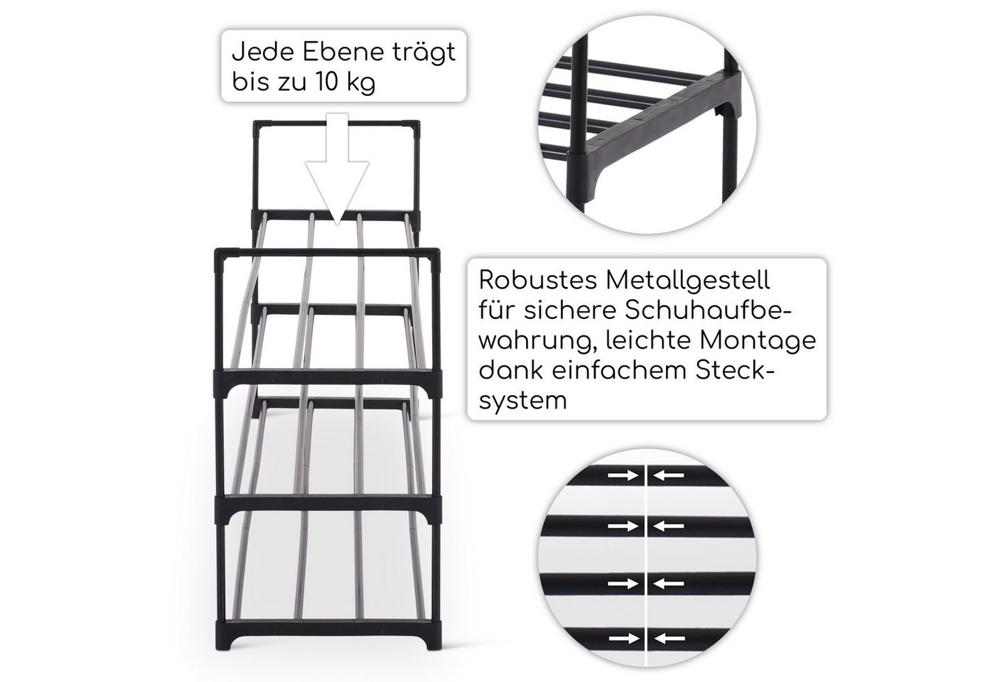 Raburg Schuhregal Schuhständer, Metall, praktischer Schuh-Organizer, Schwarz, Easy-Shoe, platzsparende Schuhaufbewahrung, für Flur, Wohnzimmer, Schlafzimmer – Bild 4 von 5
