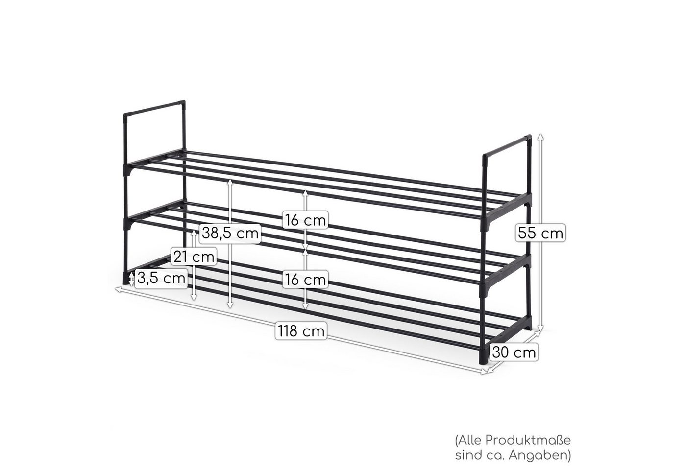 Raburg Schuhregal Schuhständer, Metall, praktischer Schuh-Organizer, Schwarz, Easy-Shoe, platzsparende Schuhaufbewahrung, für Flur, Wohnzimmer, Schlafzimmer – Bild 5 von 5
