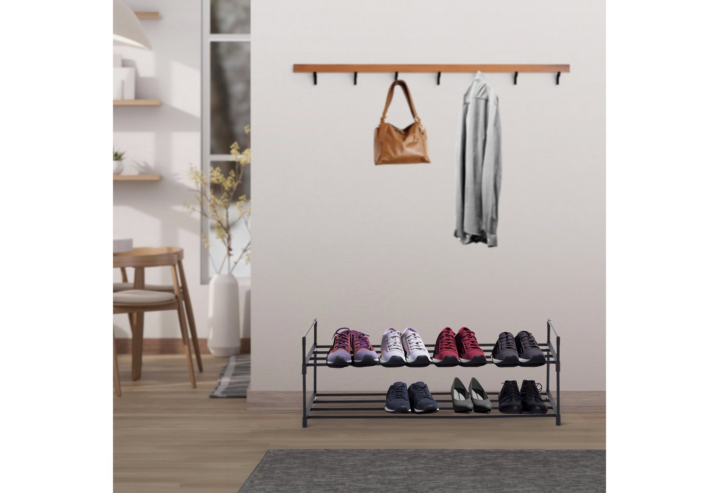 Raburg Schuhregal Schuhständer, Metall, praktischer Schuh-Organizer, Schwarz, Easy-Shoe, platzsparende Schuhaufbewahrung, für Flur, Wohnzimmer, Schlafzimmer – Bild 2 von 5