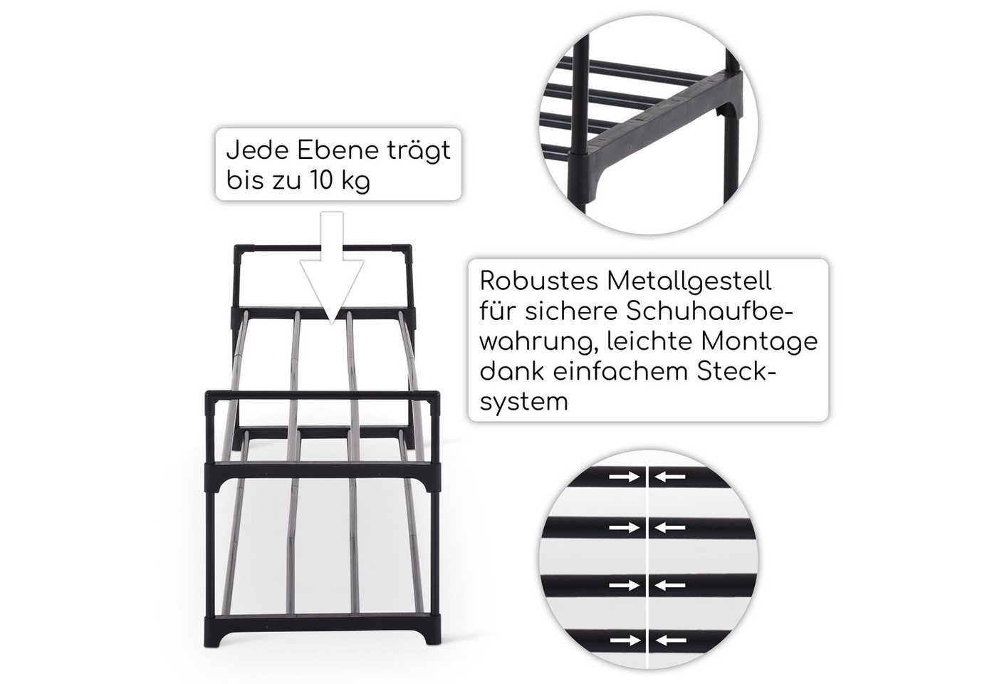 Raburg Schuhregal Schuhständer, Metall, praktischer Schuh-Organizer, Schwarz, Easy-Shoe, platzsparende Schuhaufbewahrung, für Flur, Wohnzimmer, Schlafzimmer – Bild 4 von 5
