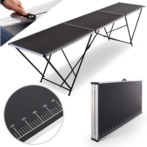 Raburg Tapeziertisch klappbar, 1-teilig, Aluminium, 300 cm x 60 x 77 cm, Stan, mit Zentimeter-Skala bis 290 cm, Multifunktionaler Tisch, bis 30 kg