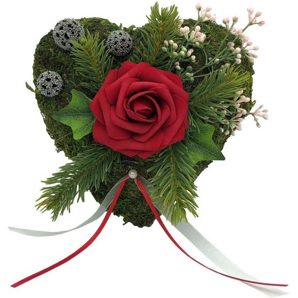 Radami Gartenfigur Grabgesteck Grabschmuck Moosherz Grabherz Trauerherz Grab Herz Gestec