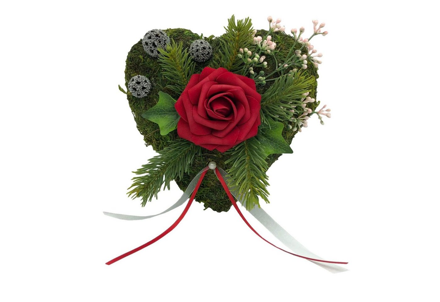 Radami Gartenfigur Grabgesteck Grabschmuck Moosherz Grabherz Trauerherz Grab Herz Gestec – Bild 2 von 2