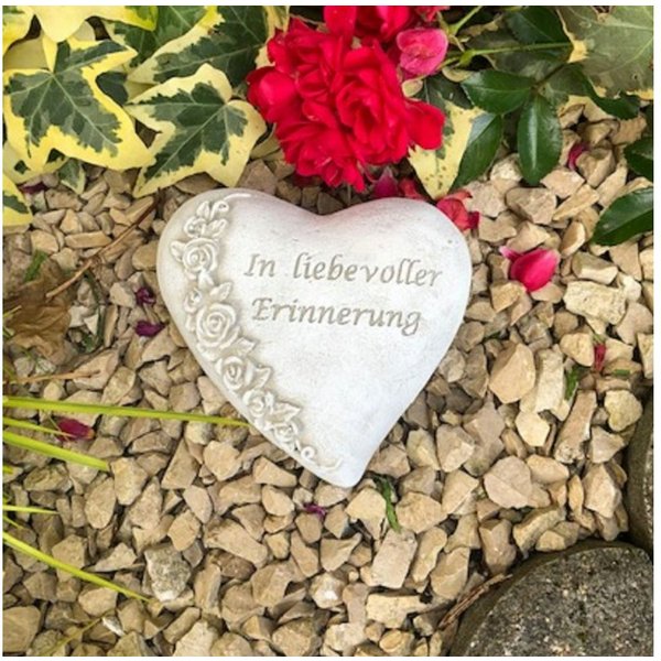 Radami Gartenfigur Grabherz "In liebevoller Erinnerung ca. 450g