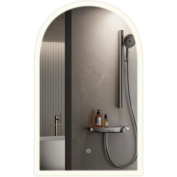 radelldar Badspiegel mit LED-Beleuchtung, 3 Lichtfarben, dimmbar, mit Touch-Steuerung (1-St), LED-Wandspiegel Badezimmerspiegel, 50×80 cm, bogenförmig