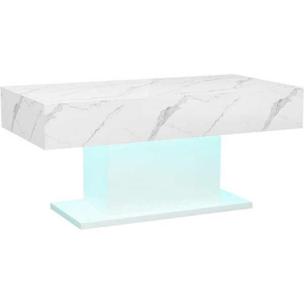 radelldar Couchtisch Wohnzimmertisch Hochglanz mit LED-Beleuchtung, Moderner Stil (1-St), Maße 110x55x50 cm, USB-Betrieb