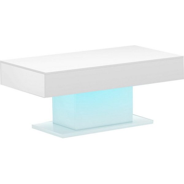 radelldar Couchtisch Wohnzimmertisch Hochglanz mit LED-Beleuchtung, Moderner Stil (1-St), Maße 110x55x50 cm, USB-Betrieb