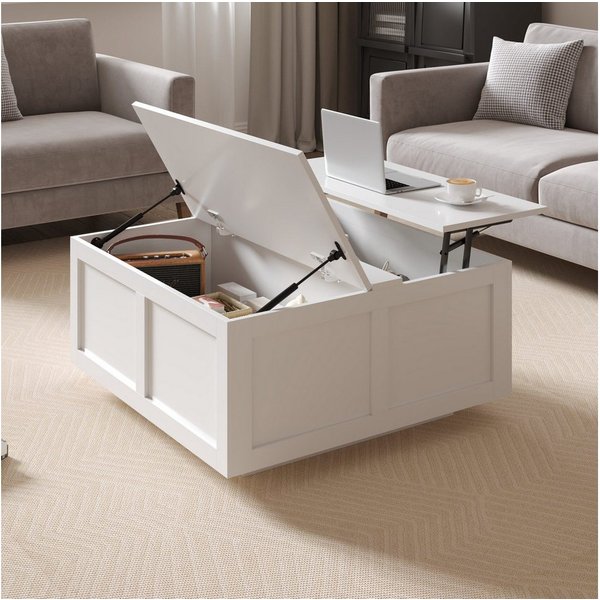 radelldar Couchtisch Wohnzimmertisch höhenverstellbar Stauraum (40-54) x 78 x 78cm (1-St), Höhenverstellbare Tischplatte