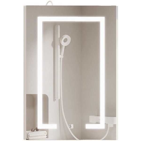 radelldar Eckschrank mit LED-Beleuchtung & HD-Spiegel – 3 Stauraumfächer (1-St) Badezimmerspiegelschrank rechteckig 42x60 cm