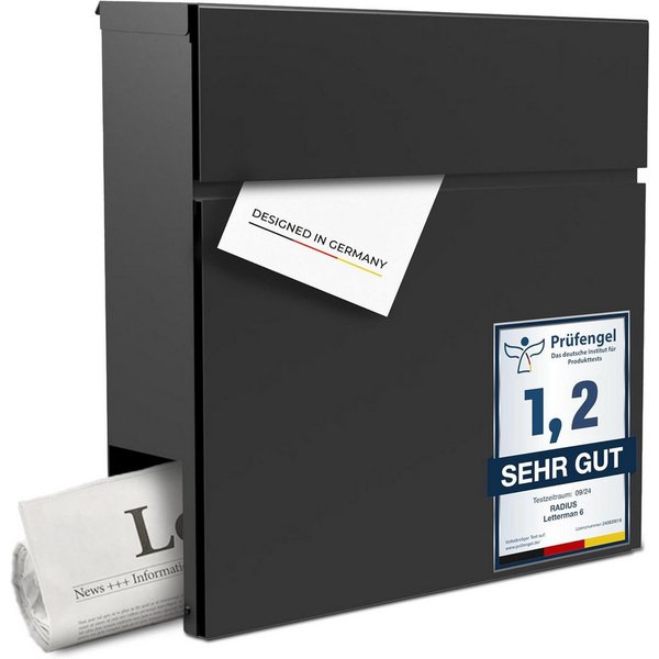Radius Briefkasten Letterman 6 anthrazit (RAL7016), mit Zeitungsfach
