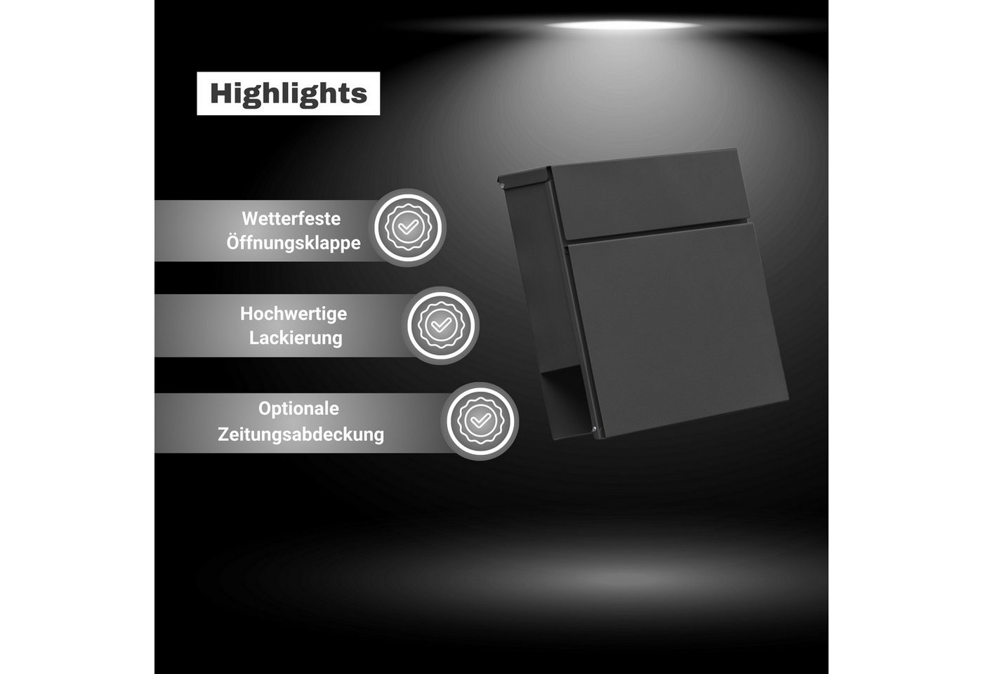 Radius Briefkasten Letterman 6 anthrazit (RAL7016), mit Zeitungsfach – Bild 5 von 5