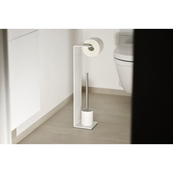 Radius WC-Garnitur Puro Toilettenbutler aus pulverbeschichtetem Aluminium, Stand WC-Garnitur, WC-Bürste ist auswechselbar