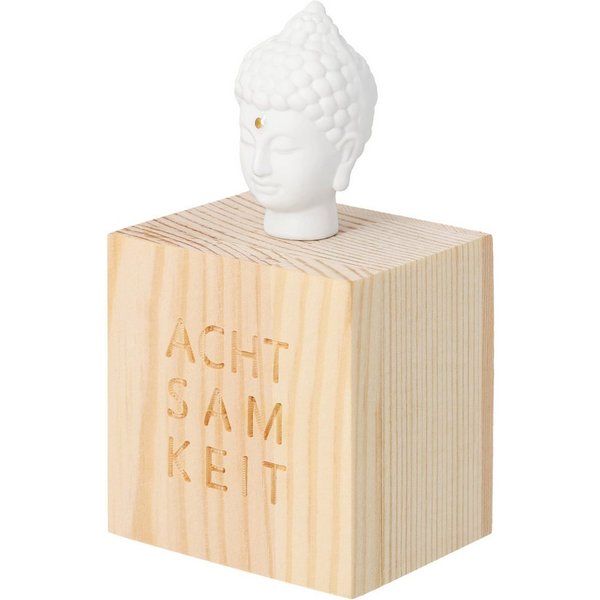 Räder Design Dekoobjekt Glückskästchen Achtsamkeit (Buddha Kopf) im Holzkasten von räder desig
