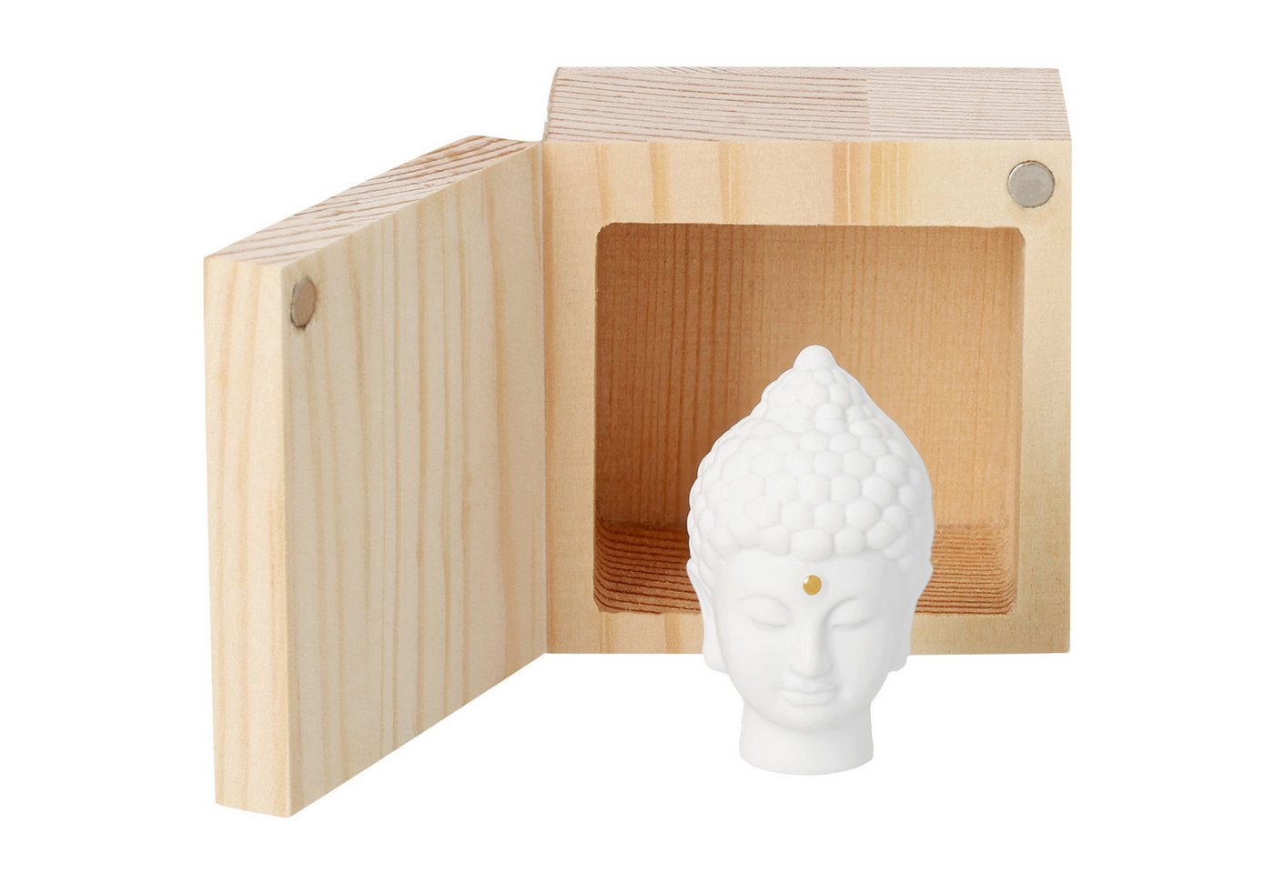 Räder Design Dekoobjekt Glückskästchen Achtsamkeit (Buddha Kopf) im Holzkasten von räder desig – Bild 2 von 3