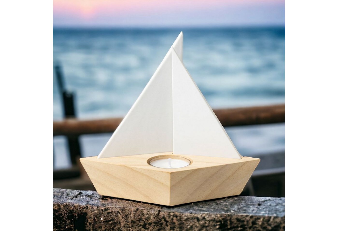 Räder Design Windlicht Räder Meeresrauschen Lichtschiff Summer Teelichthalter Breeze – Bild 4 von 5