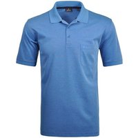 RAGMAN Herren Poloshirt - Oberteil, Softknit-Polo, Baumwollmischung, Brusttasche, Knopfleiste, kurz, einfarbig, Größe 8XL in Blau