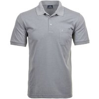 RAGMAN Herren Poloshirt - Oberteil, Softknit-Polo, Baumwollmischung, Brusttasche, Knopfleiste, kurz, einfarbig, Größe M in Grau