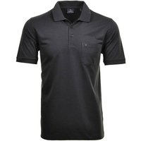RAGMAN Herren Poloshirt - Oberteil, Softknit-Polo, Baumwollmischung, Brusttasche, Knopfleiste, kurz, einfarbig, Größe S in Grau
