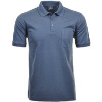 RAGMAN Herren Poloshirt - Oberteil, Softknit-Polo, Baumwollmischung, Brusttasche, Knopfleiste, kurz, einfarbig, Größe 4XL in Blau