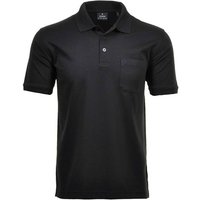 RAGMAN Herren Poloshirt - Oberteil, Softknit-Polo, Baumwollmischung, Brusttasche, Knopfleiste, kurz, einfarbig, Größe 2XL in Schwarz