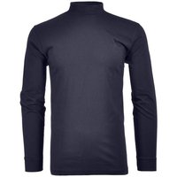 RAGMAN Herren Stehkragen-Pullover - Langarm Basic Stehkragen Regular, Single Jersey, einfarbig, Größe L in Blau
