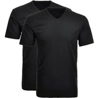 RAGMAN Herren T-Shirt 2er Pack - 1/2 Arm, Unterhemd, V-Neck, Größe 6XL in Schwarz