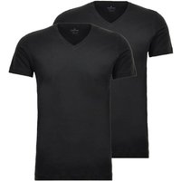 RAGMAN Herren T-Shirt, 2er Pack - Body Fit V-Neck, Flex Cotton, Baumwolle, Größe M in Schwarz