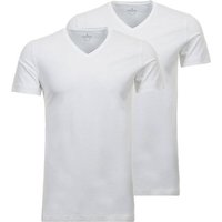 RAGMAN Herren T-Shirt, 2er Pack - Body Fit V-Neck, Flex Cotton, Baumwolle, Größe M in Weiß
