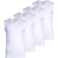 RAGMAN Herren Unterhemden, 4er Pack - Shirt, Baumwolle, V-Ausschnitt, einfarbig, Größe M in Weiß