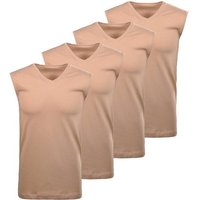 RAGMAN Herren Unterhemden, 4er Pack - Shirt, Baumwolle, V-Ausschnitt, einfarbig, Größe L in Beige