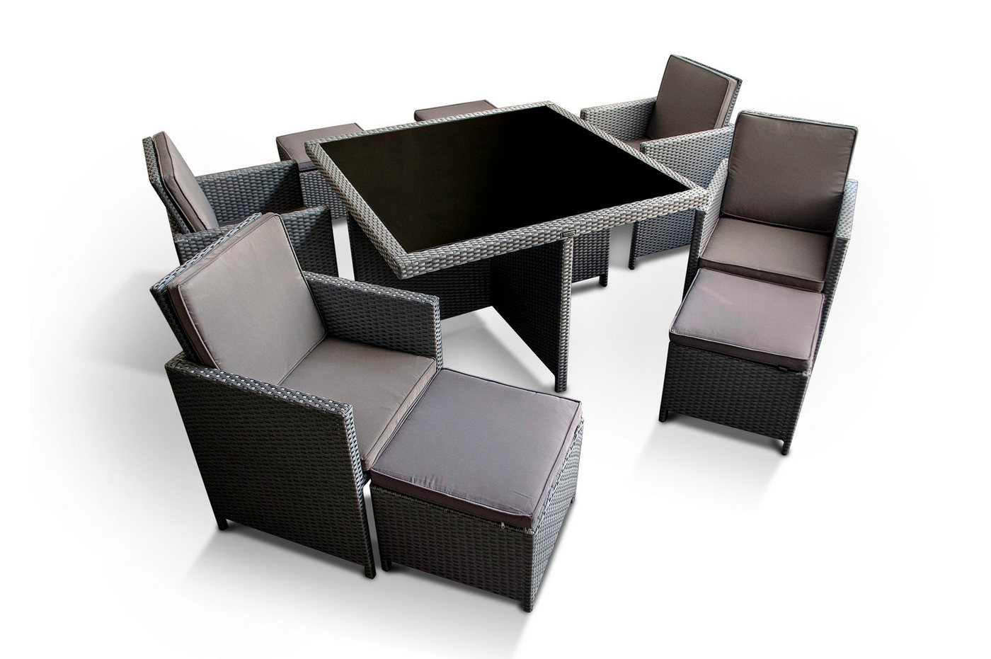 Ragnarök Möbel-Design Garten-Essgruppe Esstisch Set Heimdall 4+4, (Set, Polyrattan, Alu, Würfelsystem) – Bild 4 von 5