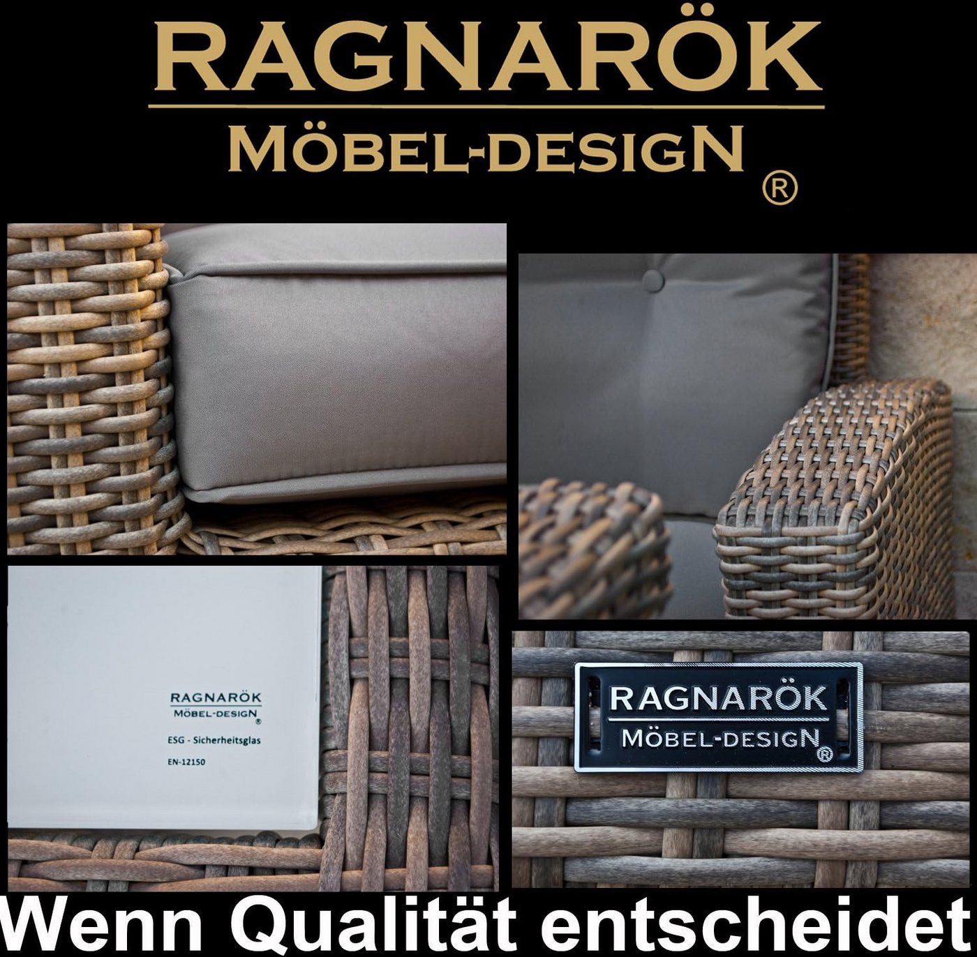 Ragnarök Möbel-Design Gartenlounge-Set Dining Lounge Wieland M, (Set, Ecksofa + Tisch, Polyrattan, inkl. aller Polster), integrierte Staufächer unter der Ecklou – Bild 4 von 4