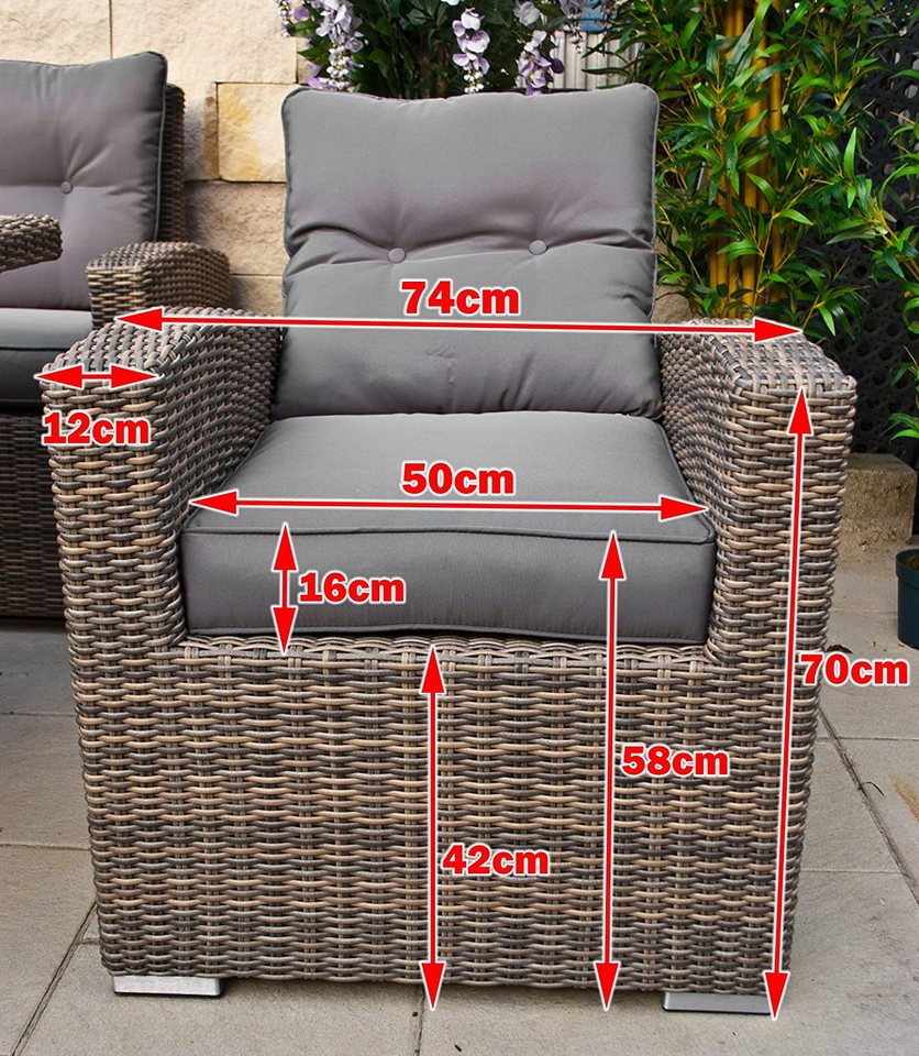 Ragnarök Möbel-Design Gartenlounge-Set Dining Lounge Wieland XL, (Set, 1 Ecklounge, 2x Hocker, 1x Hochlehner Sessel, Alu, Polyrattan), XXL Tisch 170×102 cm, 16  – Bild 4 von 5