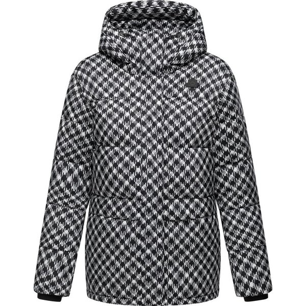 Ragwear Steppjacke Wikesh Print Wasserdichte Damen Winterjacke mit Hahnentritt-Muster