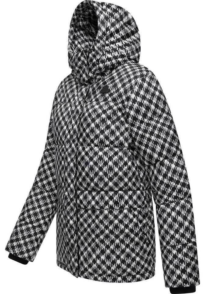 Ragwear Steppjacke Wikesh Print Wasserdichte Damen Winterjacke mit Hahnentritt-Muster – Bild 2 von 5