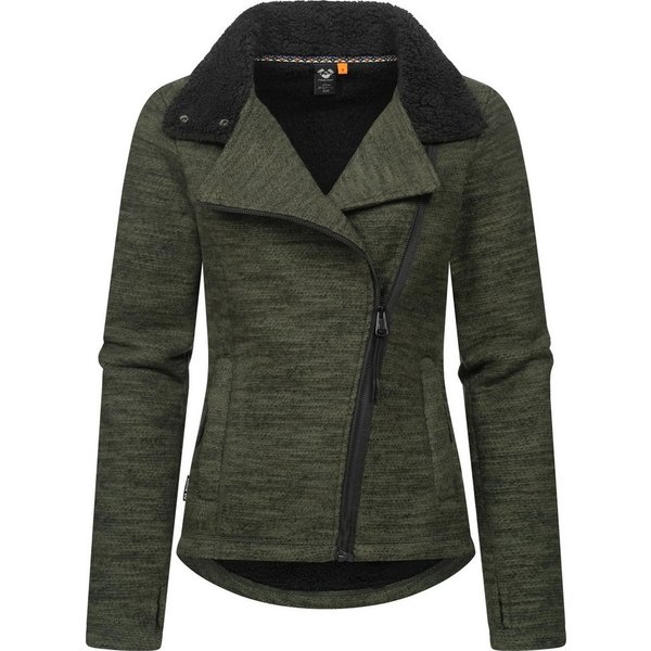 Ragwear Strickfleecejacke Saskie Melange Grob gestrickte Damen-Jacke mit Teddyfell-Futter