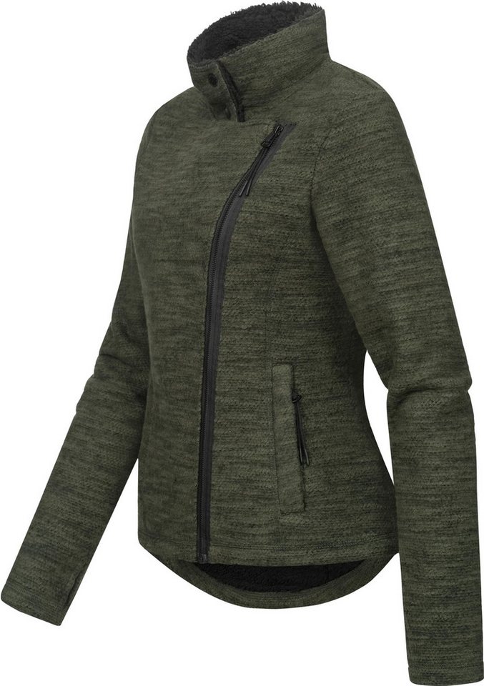 Ragwear Strickfleecejacke Saskie Melange Grob gestrickte Damen-Jacke mit Teddyfell-Futter – Bild 2 von 5