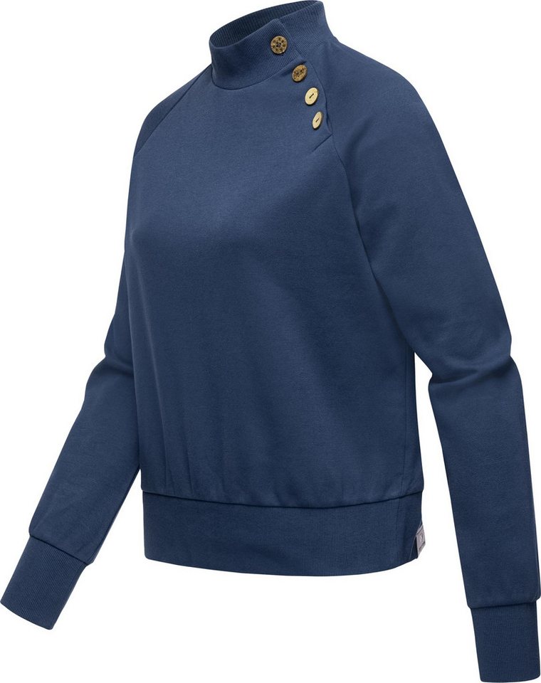 Ragwear Sweatshirt Majjorka Solid Damen Langarmshirt mit Rippbündchen und Zierknöpfen – Bild 2 von 3
