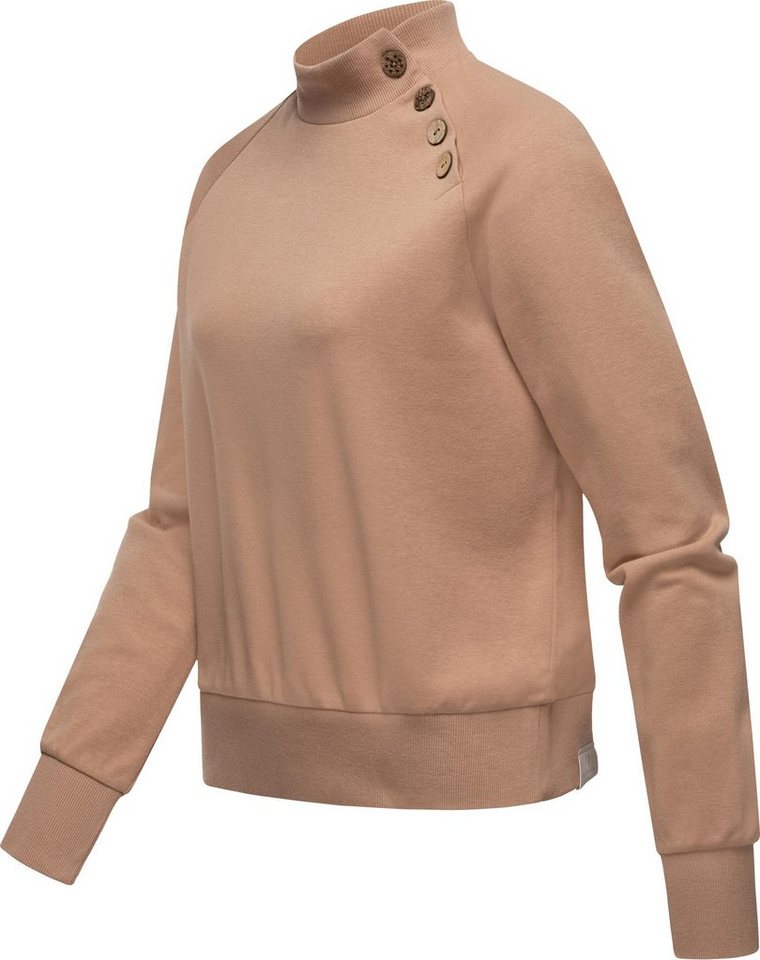 Ragwear Sweatshirt Majjorka Solid Damen Langarmshirt mit Rippbündchen und Zierknöpfen – Bild 2 von 3